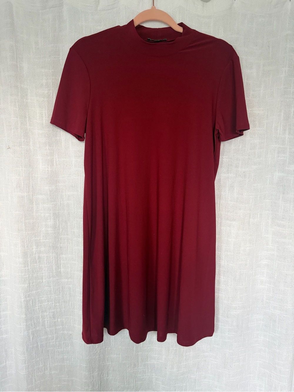 As U Wish Burgundy Short-Sleeve Dress